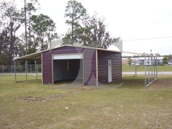 Enclosed Metal Barn | Boxed Eave Roof | 44W x 21L x 10H | Lean-tos