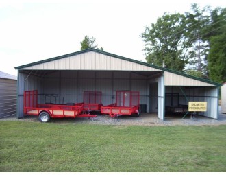 All-Steel Barn Shelter | Vertical Roof | 42W x 21L x 10H | Continuous Roof