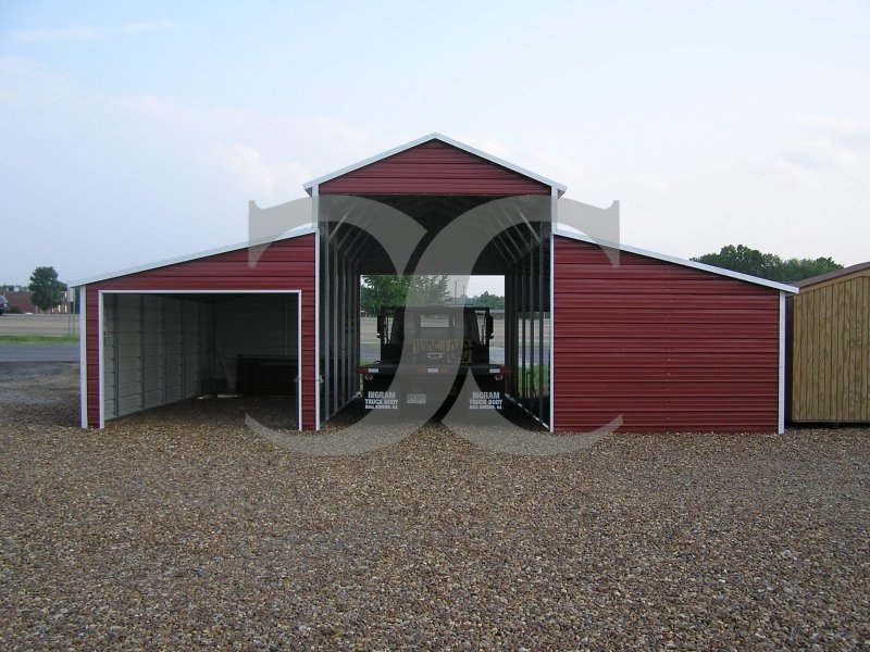 Metal Horse Barn | Boxed Eave Roof | 36W x 31L x 12H | Raised Center Aisle