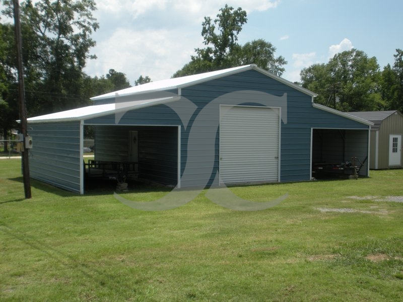 Raised Center Aisle Barn | Vertical Roof | 46W x 26L x 11H | Enclosed Barn