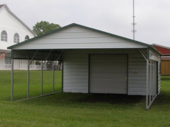 Carport | Boxed Eave Roof | 24W x 26L x 8H Utility Carport Combo