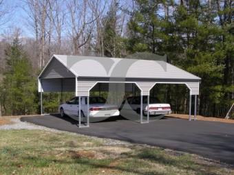 Carport | Boxed Eave Roof | 22W x 26L x 8H` | 2 Gables | 2 3' Panels