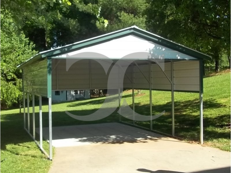 Carport | Vertical Roof | 12W x 21L x 7H | 2 Gables | 2 Panels