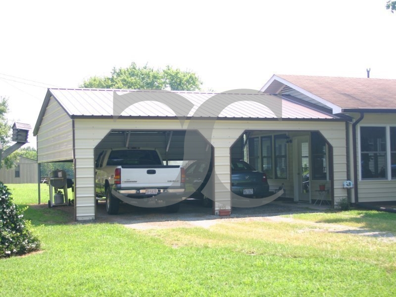 Carport | Vertical Roof | 24W x 26L x 8H | 1 Extended Gable | More