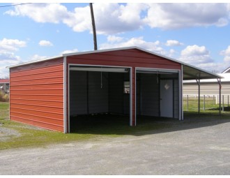 Garage | Boxed Eave Roof | 20W x 26L x 9H |  Metal Garage with Lean-to