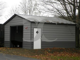 Backyard Storage Garage | Vertical Roof | 18W x 21L x 8H |  Metal Storage