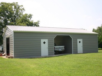 Enclosed Steel Building | Vertical Roof | 22W x 51L x 9H | Metal Garage