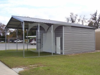 Utility Storage Garage | Vertical Roof | 22W x 36L x 10H | Combo